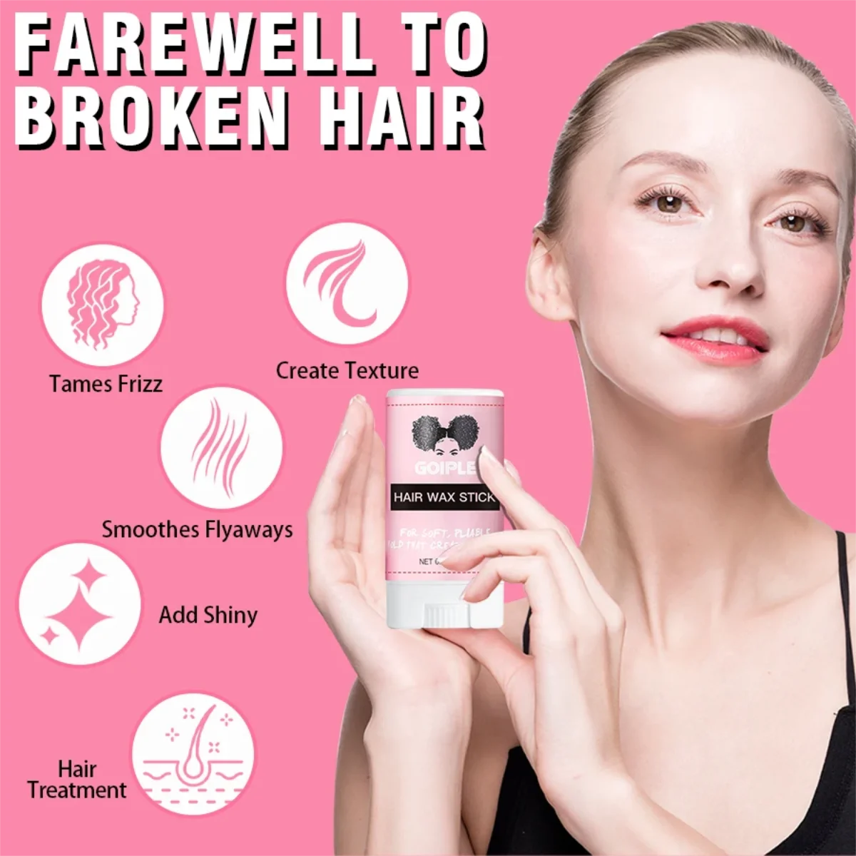 Goiple Edge Control Wax 1.05oz and Hair Wax Stick 0.56oz for Women Strong Hold Non-greasy Bundle with 3comb Adjustable Headband