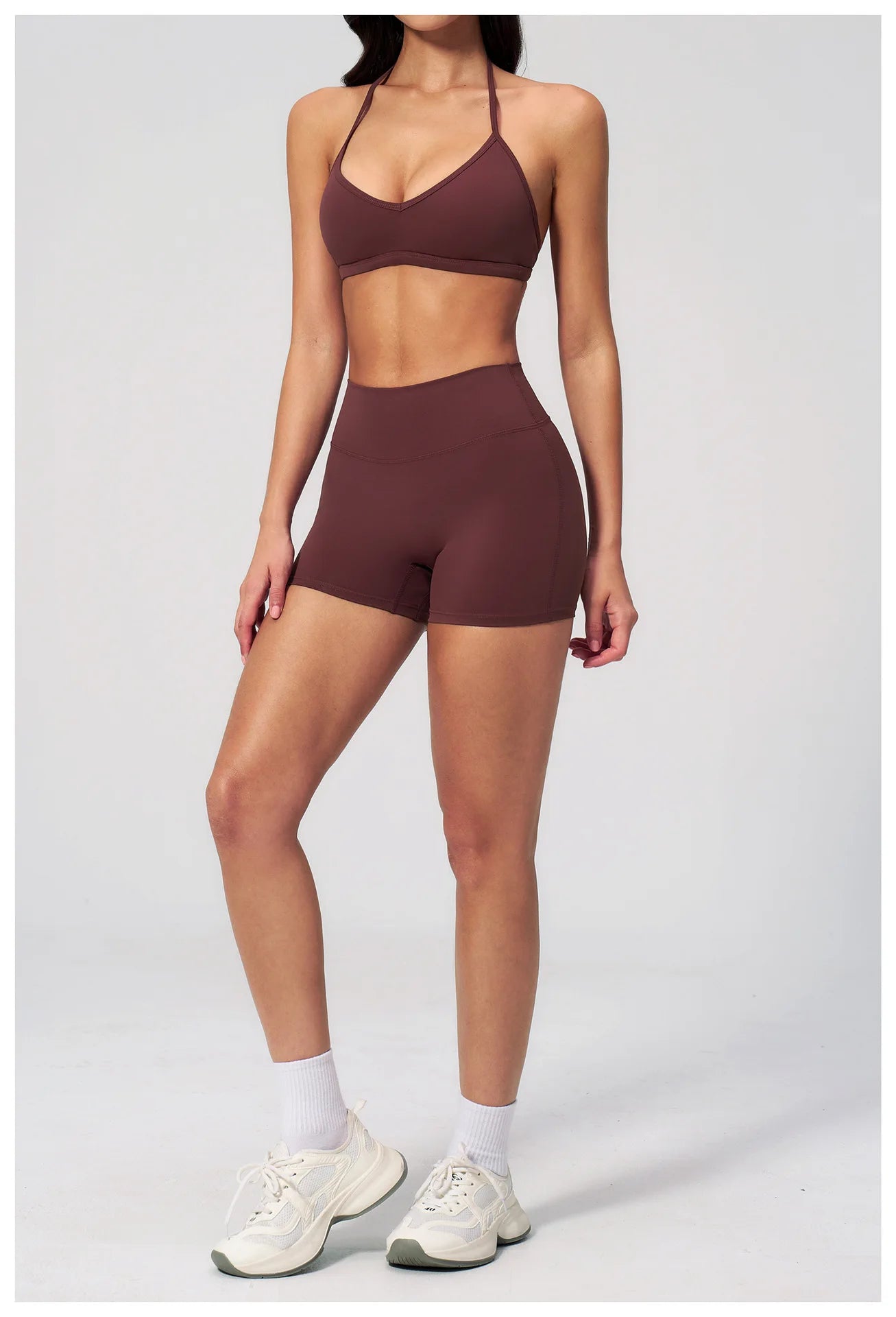 2 Pieces Yoga Set Women Tracksuit Backless Halter Tops High Waist Shorts Gym Suits Fitness Sportswear Workout Sets Athletic Wear