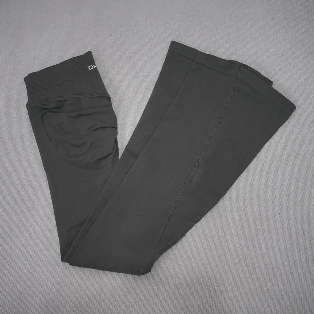 DF‑LOGO Women Seamless Flare Yoga Pants Quick Dry Breathable Butt Lifting Flared Leggings for Gym Pilates Workout Fitness