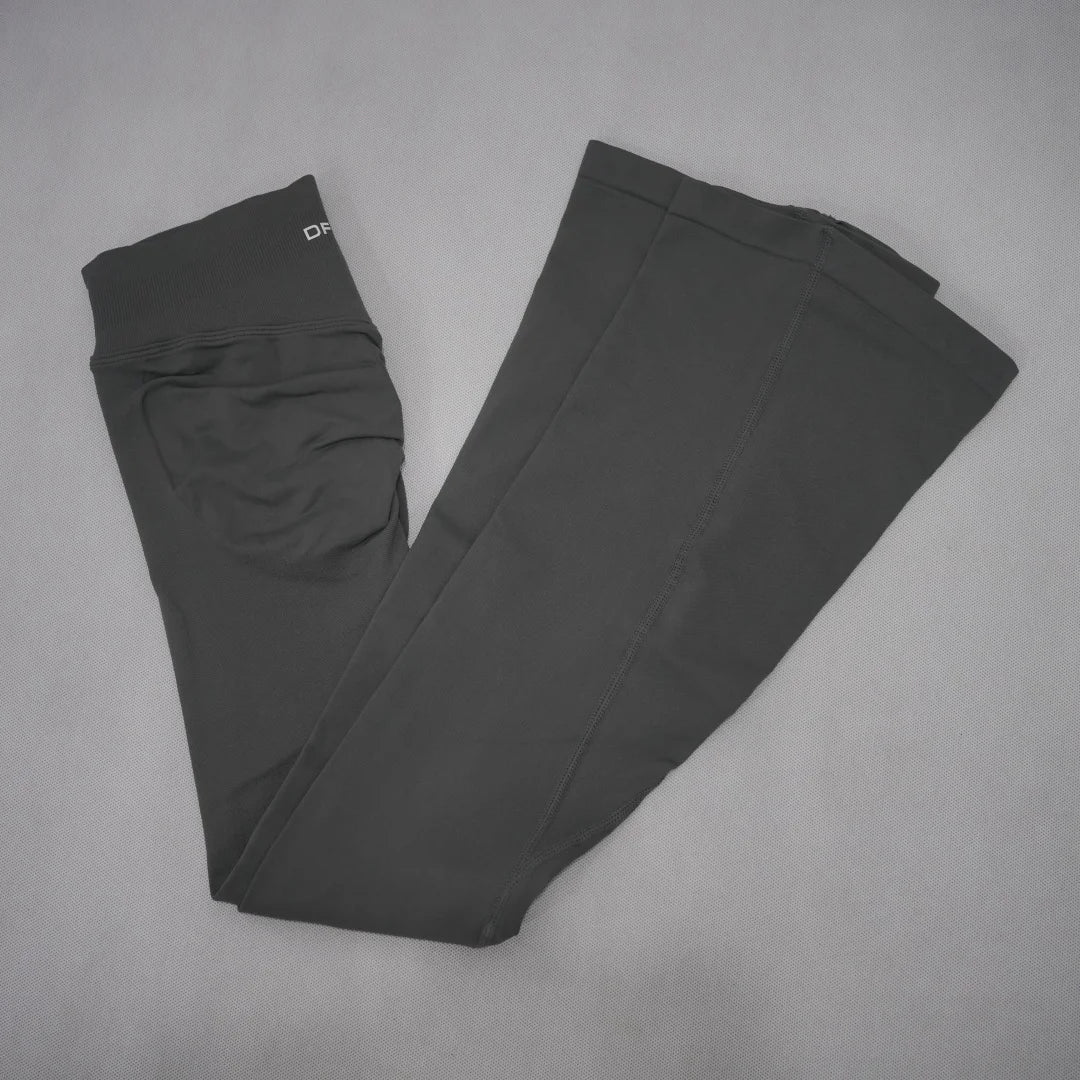 DF‑LOGO Women Seamless Flare Yoga Pants Quick Dry Breathable Butt Lifting Flared Leggings for Gym Pilates Workout Fitness