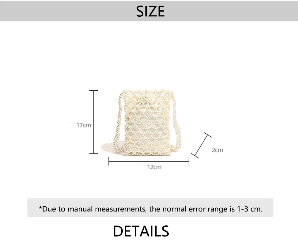 Pearl Bag Women Luxury Design Mini Phone Single Shoulder Bags Beading 2025 New Summer Chains Crossbody Bag for Wallet Daily Pack