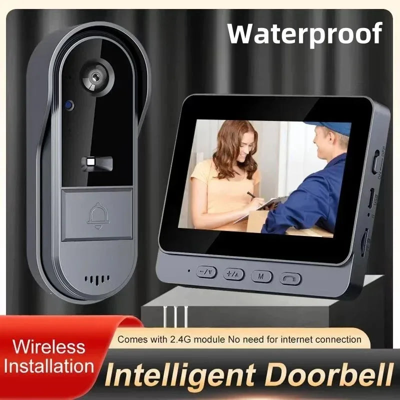 New Waterproof Doorbell Camera 4.3in IPS Screen Wireless Intercom Doorbell Night HD Vision Smart Home Security Video By Bell