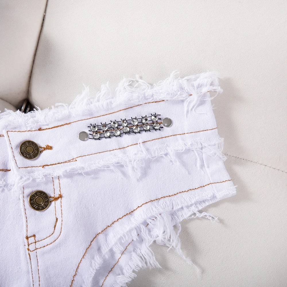 Womens Low Waist Denim Jeans Shorts Hottie Sexy Nightclub Mini Shorts Pants Jeans Slim Young Ladies White Pole Dance Hotpants
