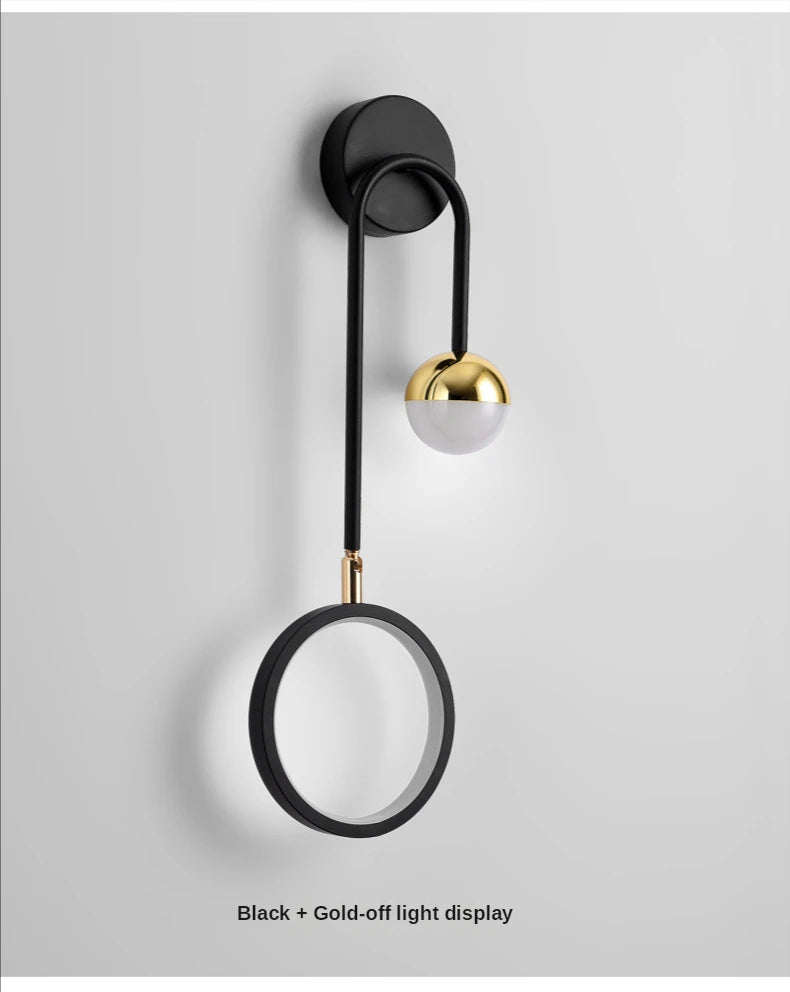 Modern Led Wall Lamp Nordic Sconce Round Lighting Luxury Rotatable Corridor Bedside Hallway Living Room Dining Indoor Deco Light