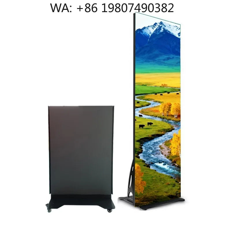 P2.5 500cd/m High Brightness Foldable LED Digital Signage Ultra HD Mobile Stand Video Wall for Subway Indoor Commercial Advertis