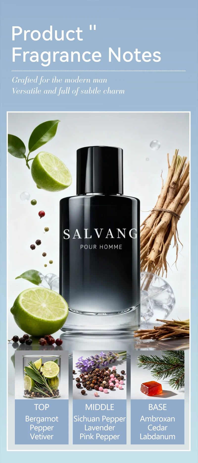3.4 Oz Men's Eau De Toilette Spray, Long-Lasting Perfume, Calabria, Lemon, Pepper And Vetiver, Very Suitable For Dating, Daily L