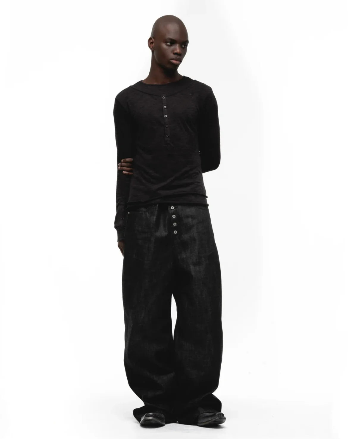 Japanese Raw Denim Loose Fit Jeans Classic Unwashed Cotton Workwear Baggy Trousers for Men