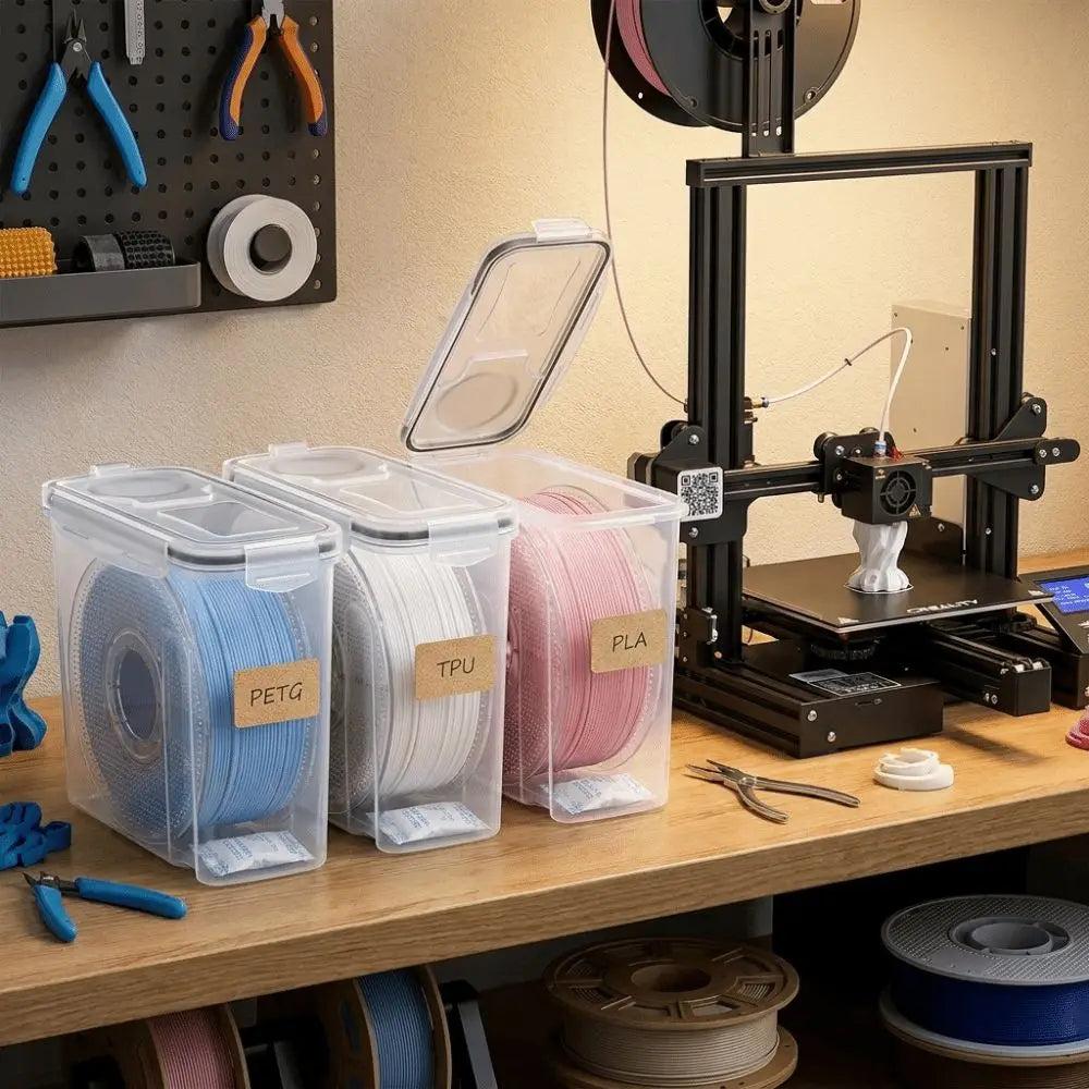 4Pcs Airtight 3D Printing Filament Container Dustproof Clear 3D Printing Filament Storage Box Moisture Proof Filament Dry Box