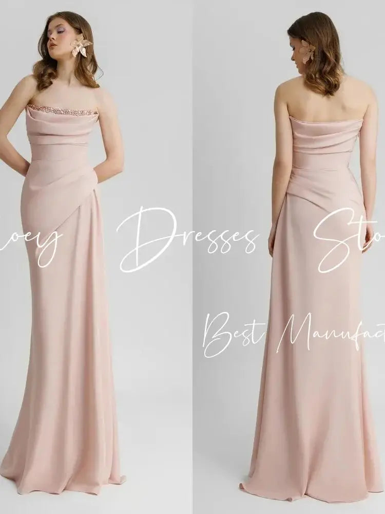 OLOEY Modern Style Formal Evening Dress Wear Strapless A Line Heavy Handmade Beaded Wedding Party Dress Prom Gown Custom Boho