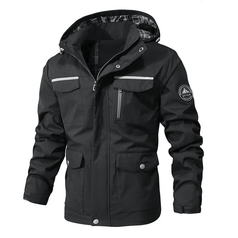 Autumn Men's Windbreaker Hooded Jacket Man Waterproof Outdoor Sports Soft Shell Coats Clothing Men Hiking Mountain Ski Jackets