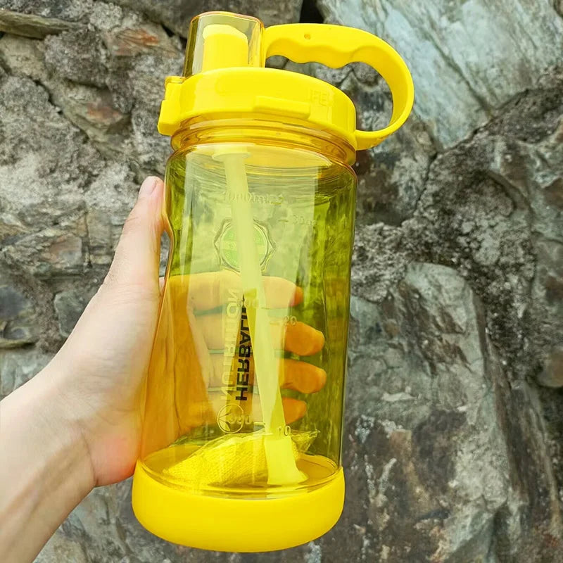 1 Liter Water Bottle Motivational Sports Bottle Leak Proof Plastic Drinking Cup Outdoor Travel Gym Fitness Jugs