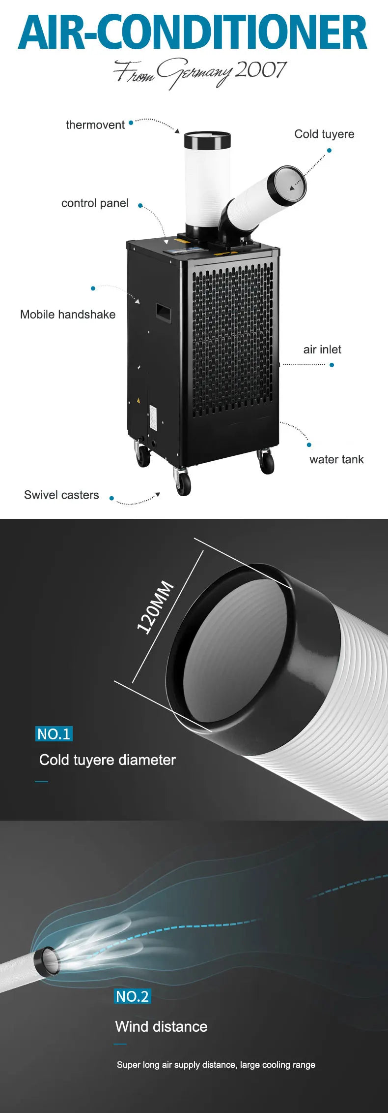 700w Air Cooler 6800BTU Mobile Portable Eco-friendly AC220-240v Industrial Air Conditioner Air Cooler