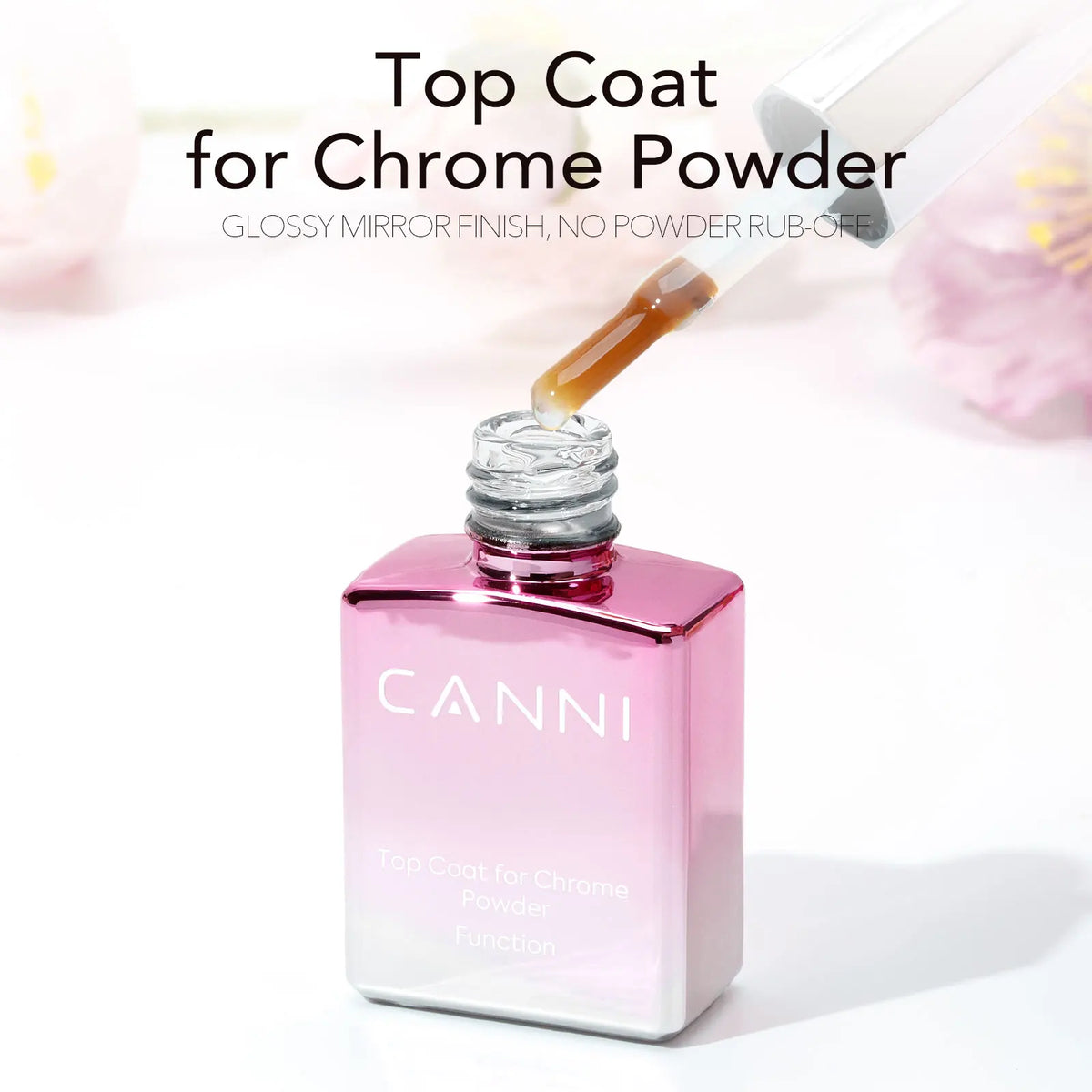 CANNI Top Coat for Chrome Powder 9ml Easy Apply with Stronger Mirror Effect Mirror Metallic Pigment for Gel Nail Art Salon