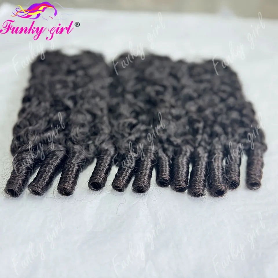12A Burmese Curly Feather Crochet Human Hair 60g Knotless Pre-Separated Feather Human Hair Crochet Bundles Remy Hair Extensions