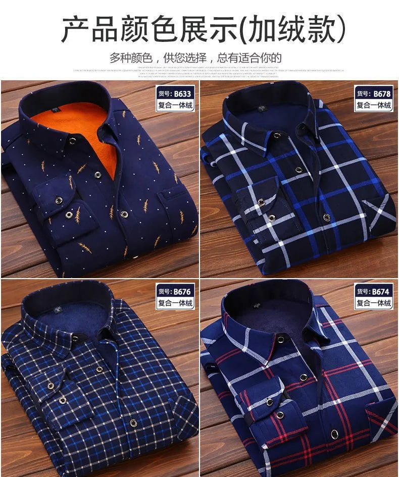New Design Autumn Winter Warm Plaid Shirts for Men Evening Business Office High Quality Men's Winter Clothing Fashion Tops 2026