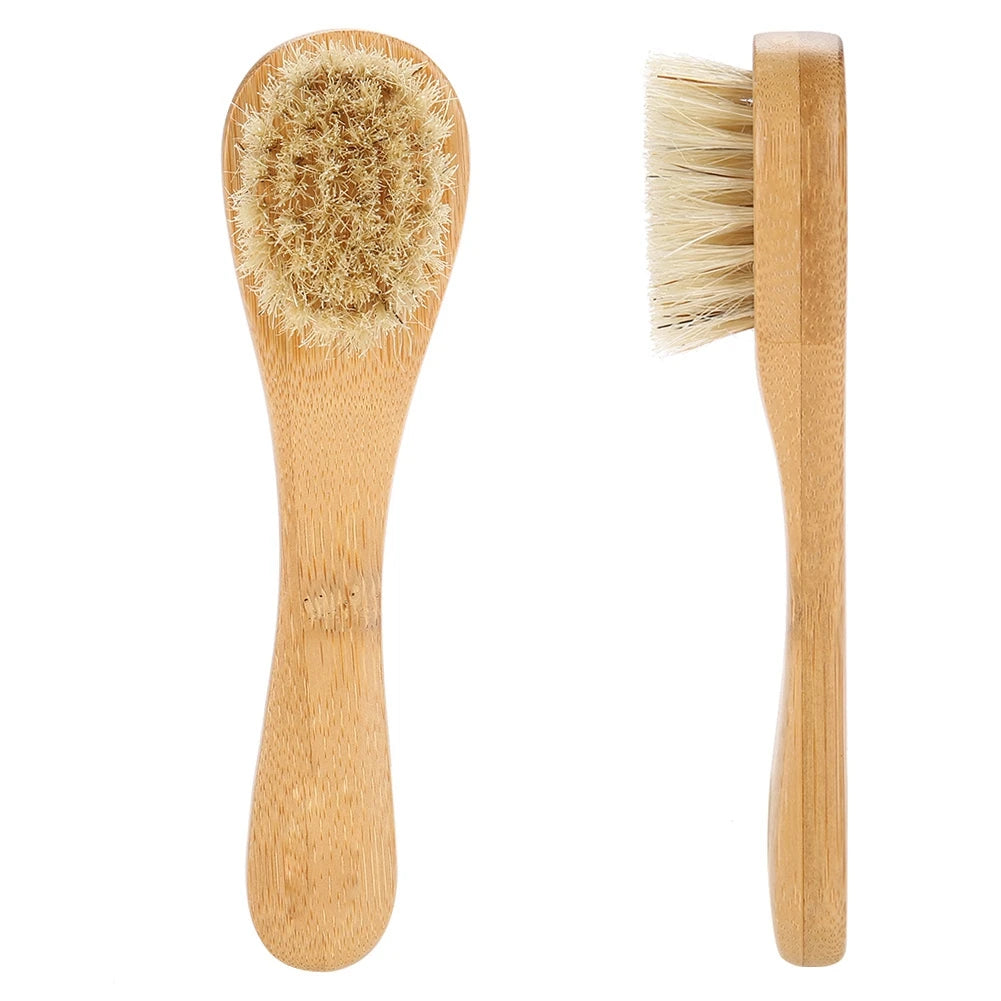 Beauty Skin Care Brush Wooden Handle Soft Hair Wash Face Tool Skin Deep Cleansing Exfoliating Massage Brush Dry&Wet Using 1 Pcs