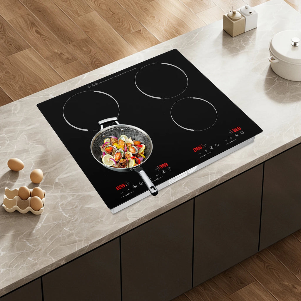 4 Burners Electric Ceramic Cooktop 110V 3000W LED Touch Control Built‑in Countertop Stove Flexible Adjustment for Home Kitchen