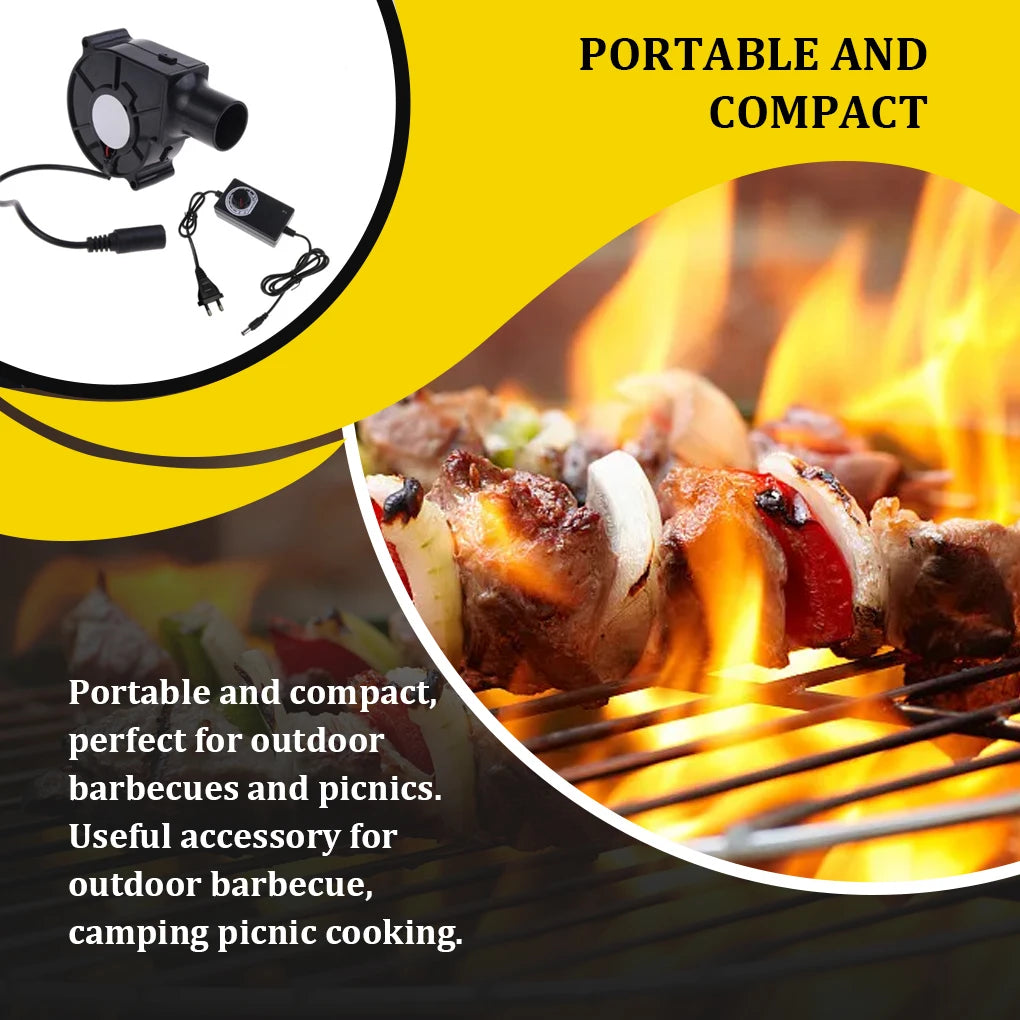 220V BBQ Fan Small Blast Engine with Air Collecting Adjustable Speed Cooking Tool US/EU Plug Handheld Barbecue Blower Camping