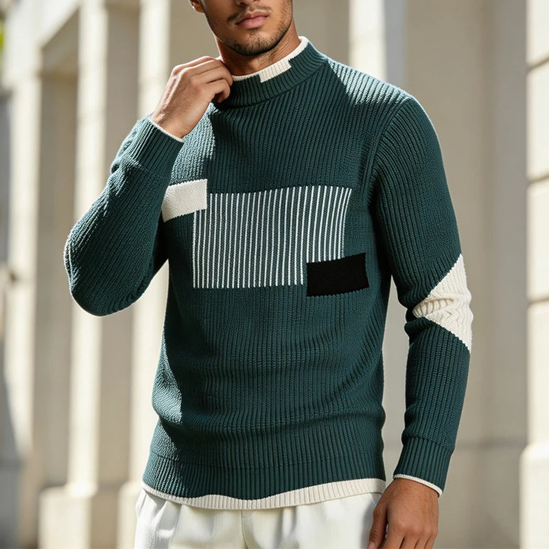 Vintage Print Pattern Knit Sweater Shirts Mens 2026 Autumn Outdoor Long Sleeve Shirt Daily Casual O Neck Knitting Tops Men