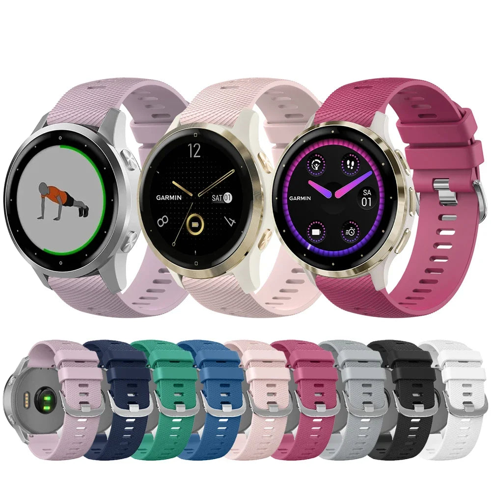 18/20/22mm Strap For Garmin Forerunner 170 70 255S 245 645 970 570 55/Venu 4 3 3S 2 2S/Vivoactive 6 5 4 Silicone Band Bracelet