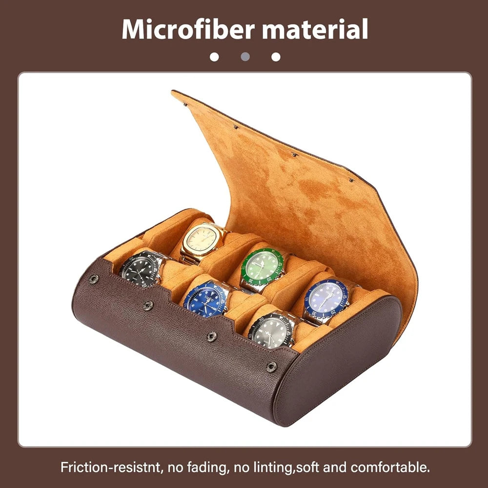6 Watch Travel Cases for Men Watch Roll 6 Slots Travel Multifunctional Watch Display Box Cabinet Christmas Gift For Man Woman