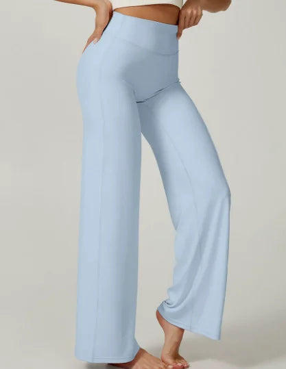 Women High Waist Wide Leg Yoga Pants Loose Flare Leggings Tummy Control Straight Workout Trousers Casual Lounge Pants Fitness