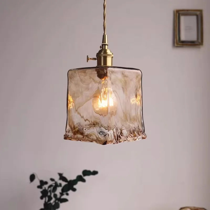 Modern Brass Glass Pendant Lamp - Kitchen Island Hanging Chandelier for Dining Room, Living Room & Bedroom Ceiling Lighting