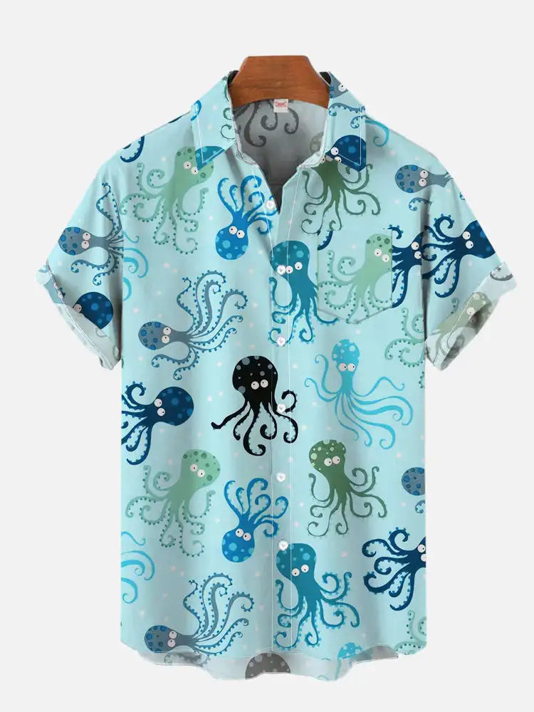 2024 Cute Cartoon Graphic 3D Print Shirts For Men Fashion Hawaiian Shirt Beach Blouses Short Sleeve Vocation Lapel Shirt for Boy