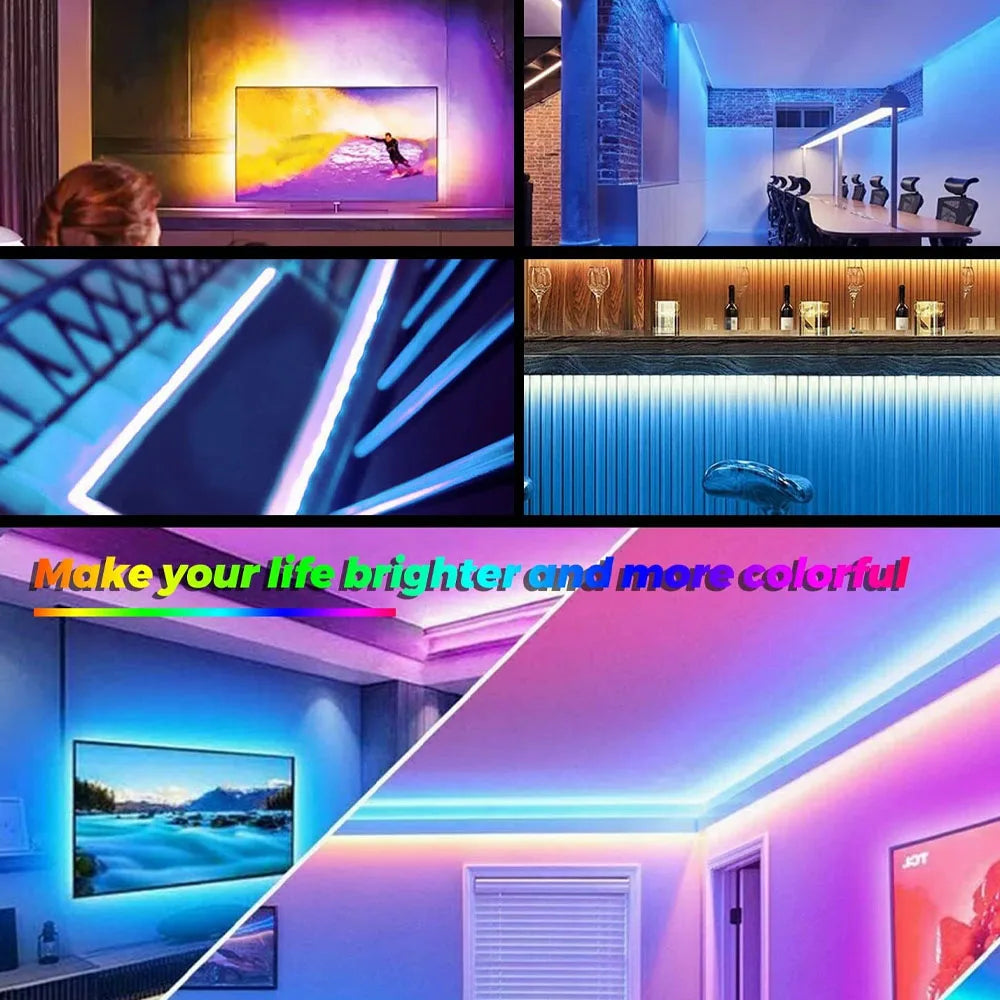 5m 10m 20m RGB+CCT LED Strip 24V 5050 Colorful+Dual White Flexible Dimmable Room Party Light Decor RF Touch Remote Control Kit