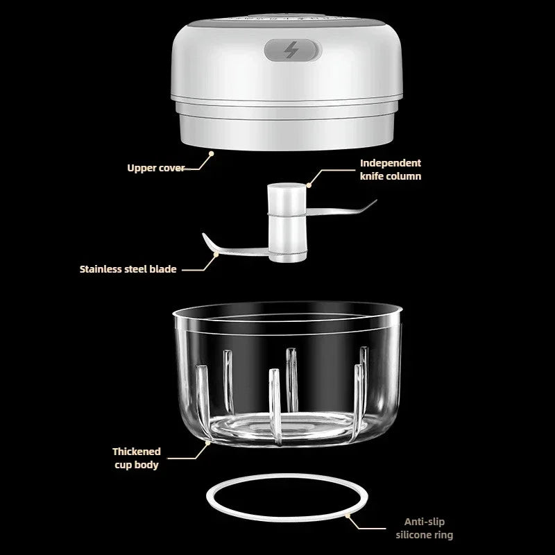 Electric Mini Garlic Chopper 100/250ML USB Vegetable Onion Chopper baby food processor Portable Small Food Processor