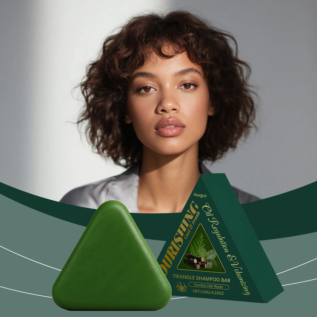 Triangle Green Hair Growth Soap Nourish Hair Roots Improve Dry Frizzy Damaged Hair Repair Regulate Grease Anti Hair Loss Shampoo