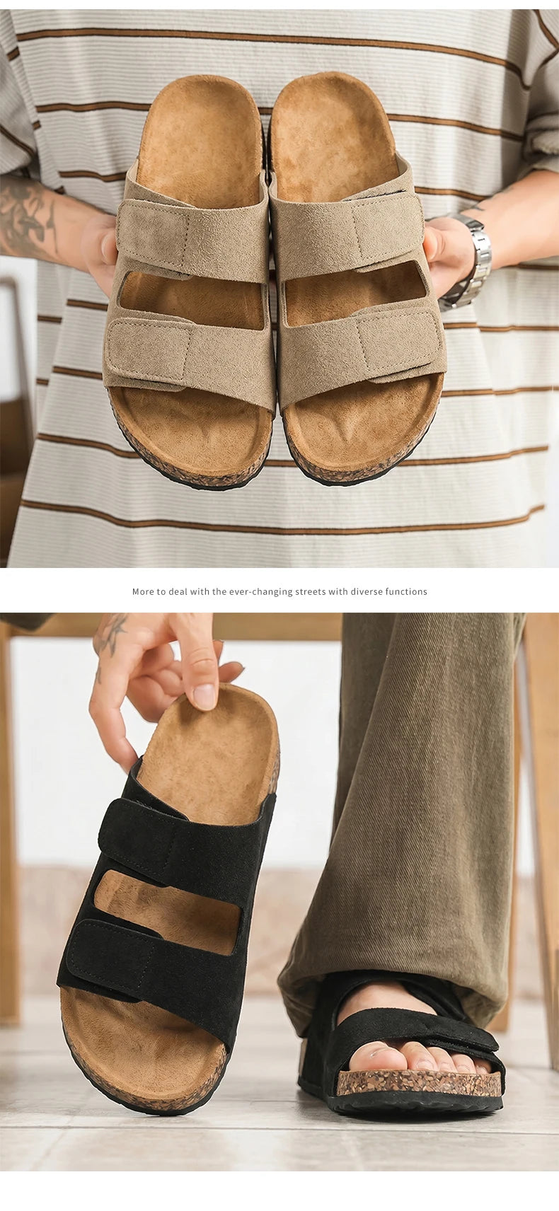 Men's one strap slip on casual slippers summer new breathable lightweight anti-slip comfort beach shoes outdoor walking slippers