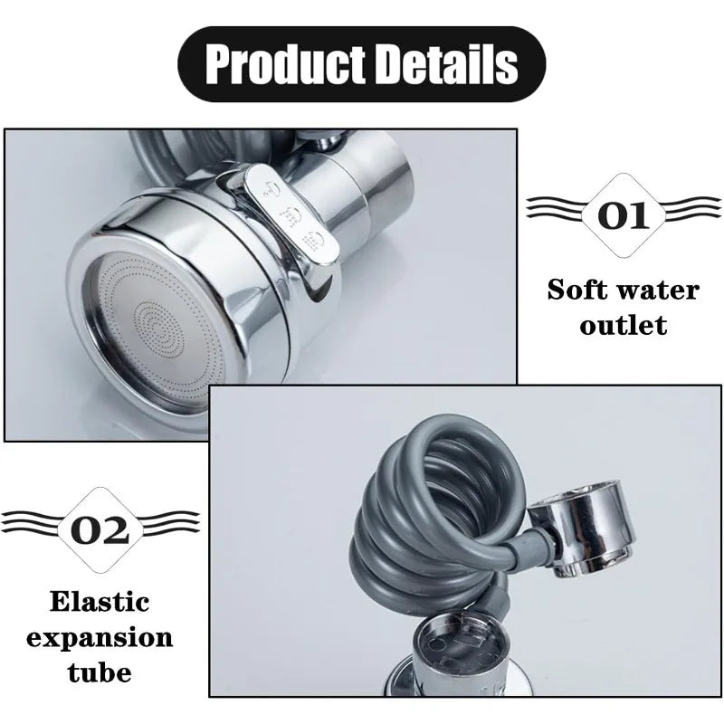 New  Universal Kitchen Gadgets Accessories 3 Modes Sink Faucet 360 Degree Rotation Filter Extension Tube Shower Water Saving Ta
