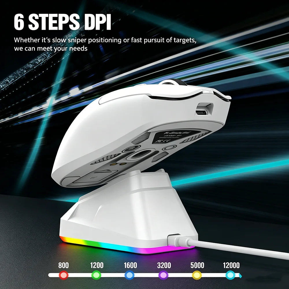 KEBIDUMEI X11 PAW3311 Tri-Mode Wireless Mouse 12000 DPI Gaming Mouse RGB Touch Magnetic Charging Base Bluetooth /2.4G/Wired Mice