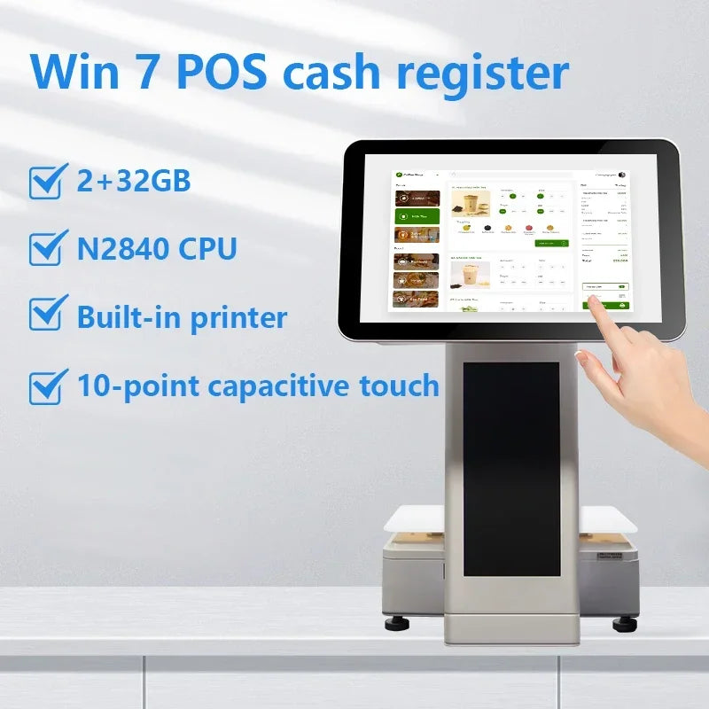 Pos Systems Machines 15.6 Inch Smart Dual Sides Pos Machine All In One Desktop Cash Register Pos Machine For Sale