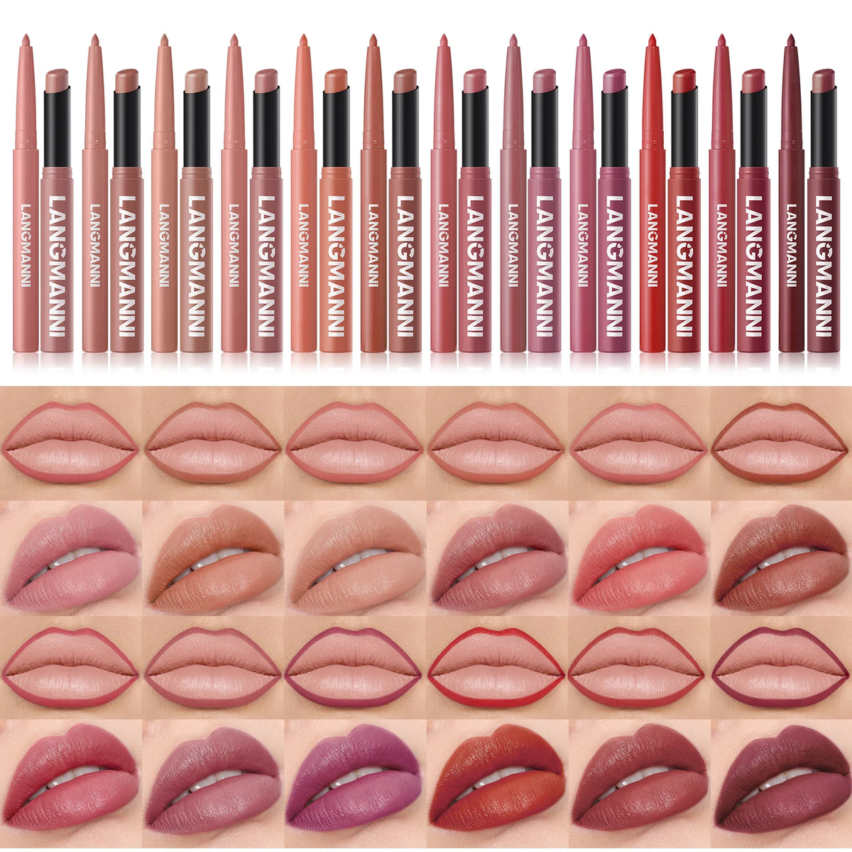 Integrated waterproof lipliner+lipstick lipstick lipstick set,no smudge,no fade,no cup,durable,easy to create a perfect makeup!