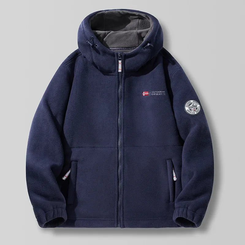 New Winter Men Hooded Polar Fleece Jackets Warm Coats High Quality Men Outdoors Winter Coats Fashion Loose Down Jackets Size 3XL
