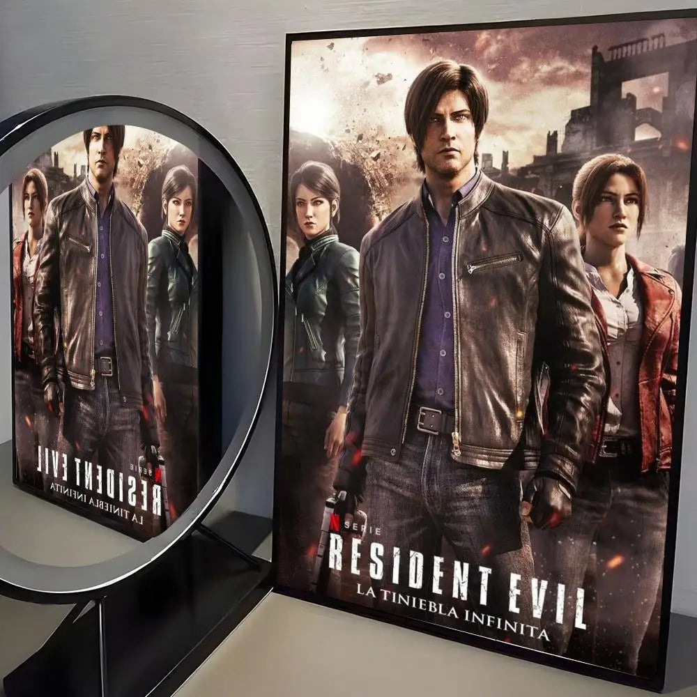R-Resident Evil Game Poster Home Living Bed Room Bar Hallway Sticky Wall Art Printing Aesthetic Decor