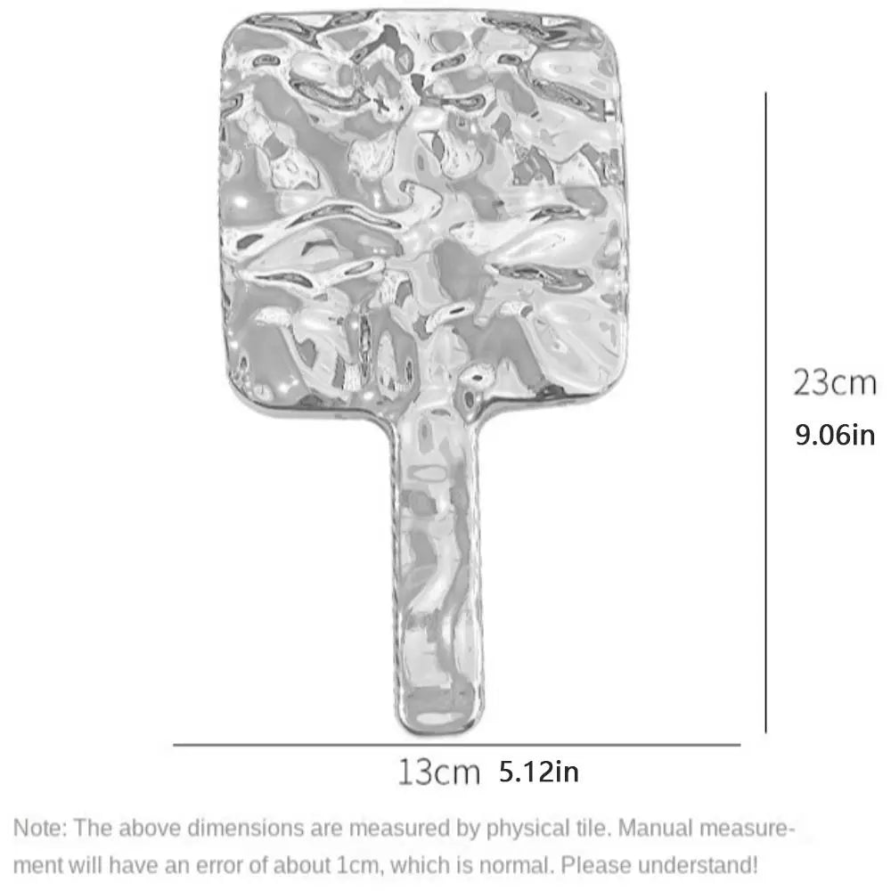 Beauty High Definition Handheld Mirror Liquid Shape Silver Makeup Mirror Fashion Travel Vanity Mirror Household