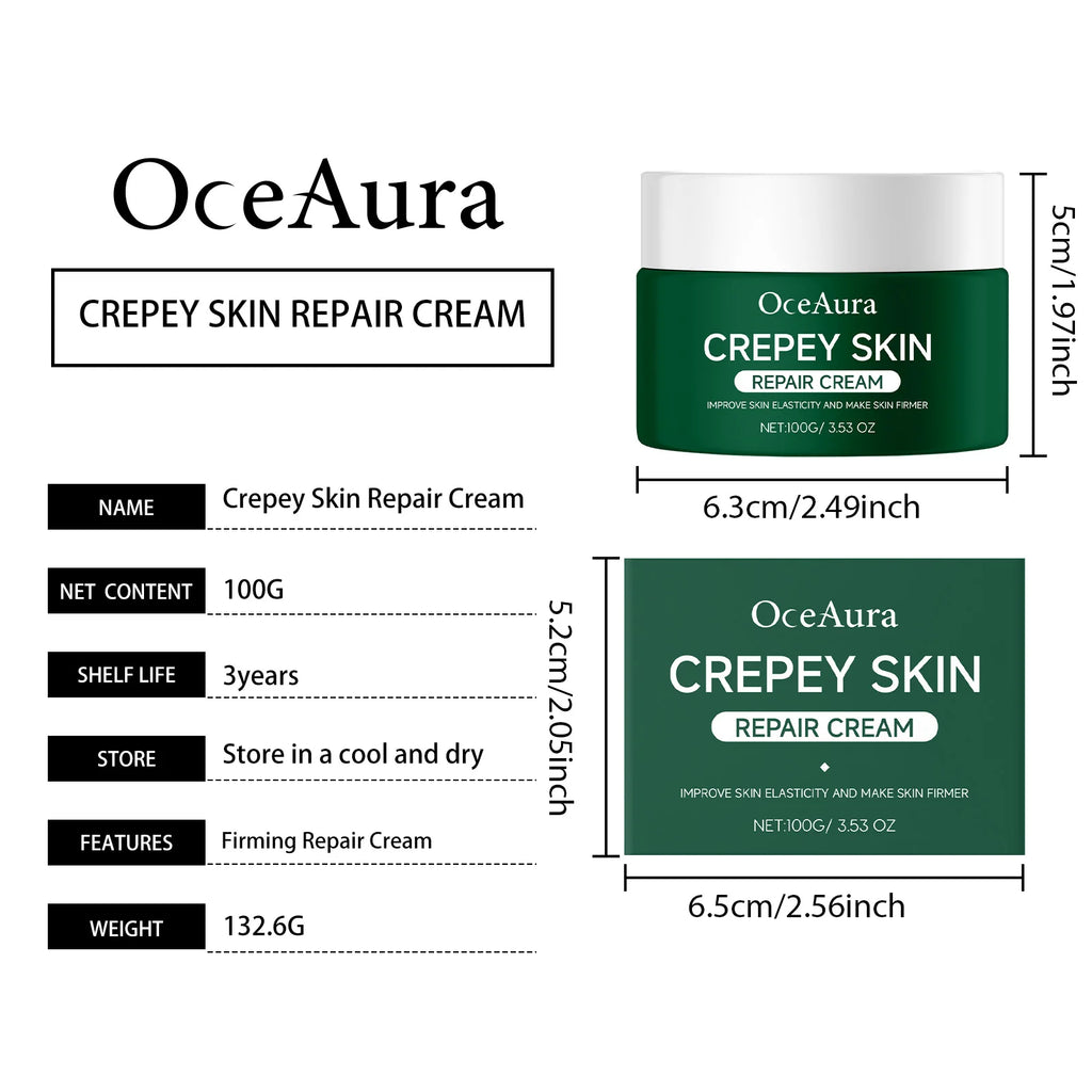 OceAura Crepey Skin Repair Cream Deep Nourishing Anti Wrinkle Sagging Reduction Elasticity Restoring Smoothing Skin Care Lotion