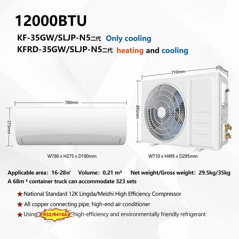 Wall-mounted Inverter Air Conditioner, 12,000 BTU (Cooling Only) / Inverter Air Conditioner (Cooling and Heating), S(Customized)