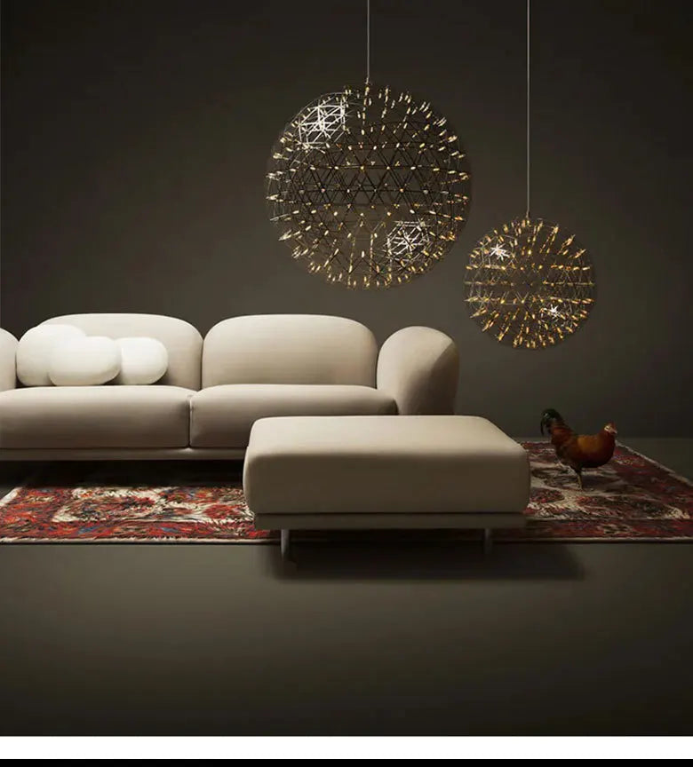Stainless Steel Led Chandelier Light Shop Spark Ball Full Sky Star Milk Tea Restaurant Exclusive Network Bar Art Decoration Lamp