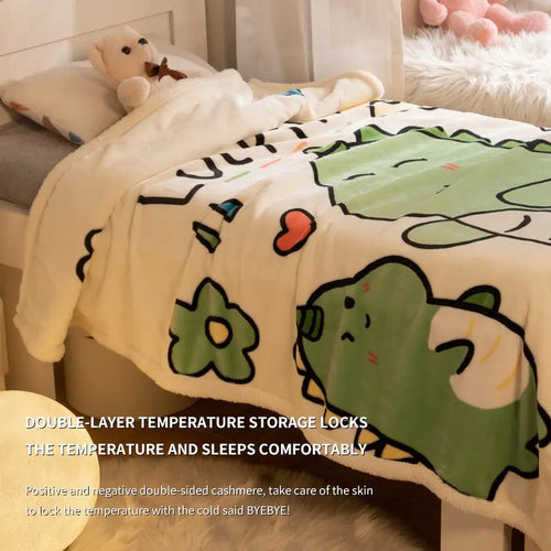 1 PCS Cartoon Dinosaur Pattern Blanket Summer Nap Baby Blanket Soft And Comfortable Fabric Air Conditioning Quilt 100*104CM