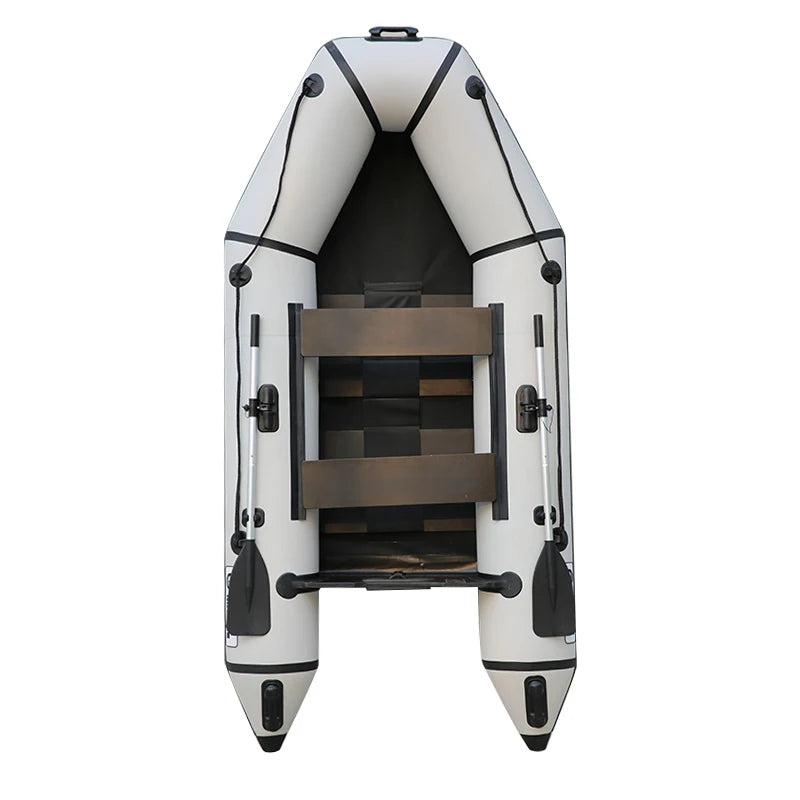 9ft 2.8m Inflatable Boat Thickened Fishing Boat Hard Bottom Assault Kayak Rowing Canoe Sailboat Dinghy Water Sports