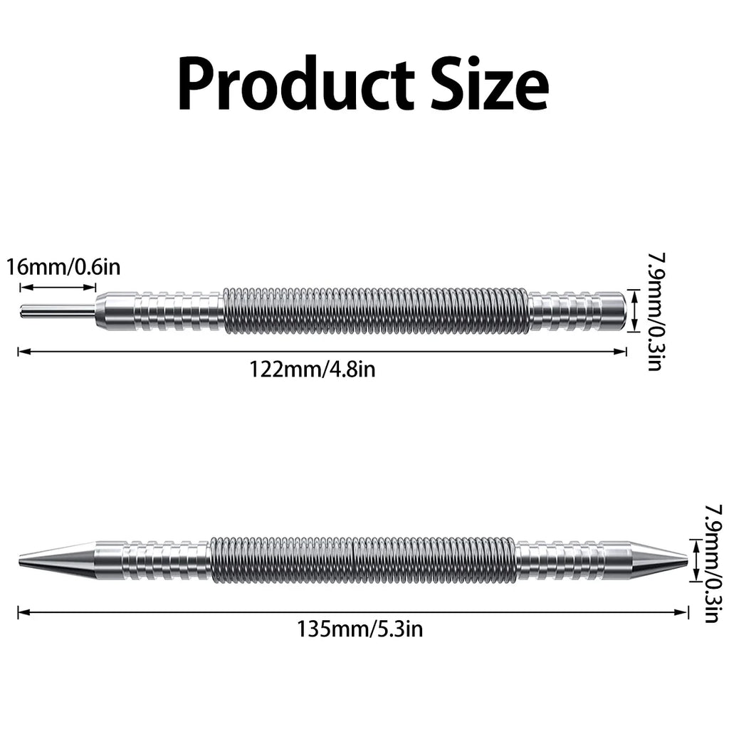 Spring Center Punch Hammerless Dual Head Nail Setter Spring Loaded High Carbon Steel Nail Punch Door Hinge Pin Remover Tool