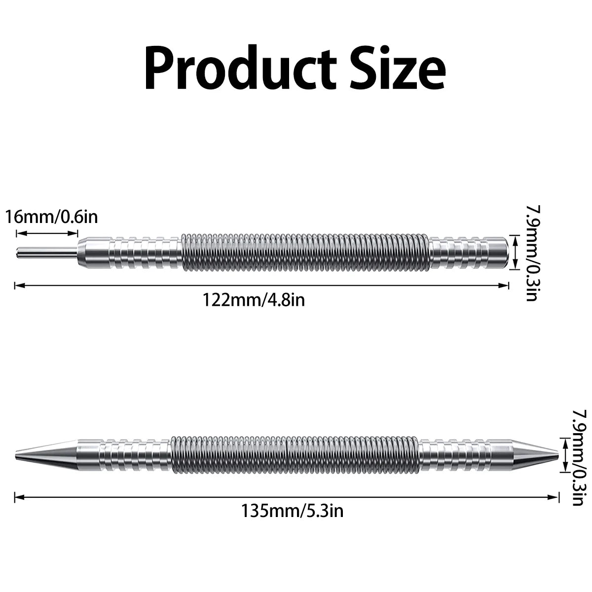 Spring Center Punch Hammerless Dual Head Nail Setter Spring Loaded High Carbon Steel Nail Punch Door Hinge Pin Remover Tool