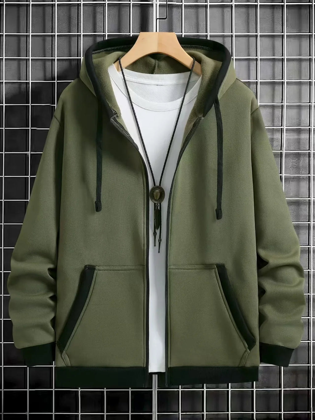 Spring and Autumn Men's Zipper Jacket Warm Windproof Hoodies Thickened Cardigan Sports Long Sleeve Sweatshirts Hooded Coat