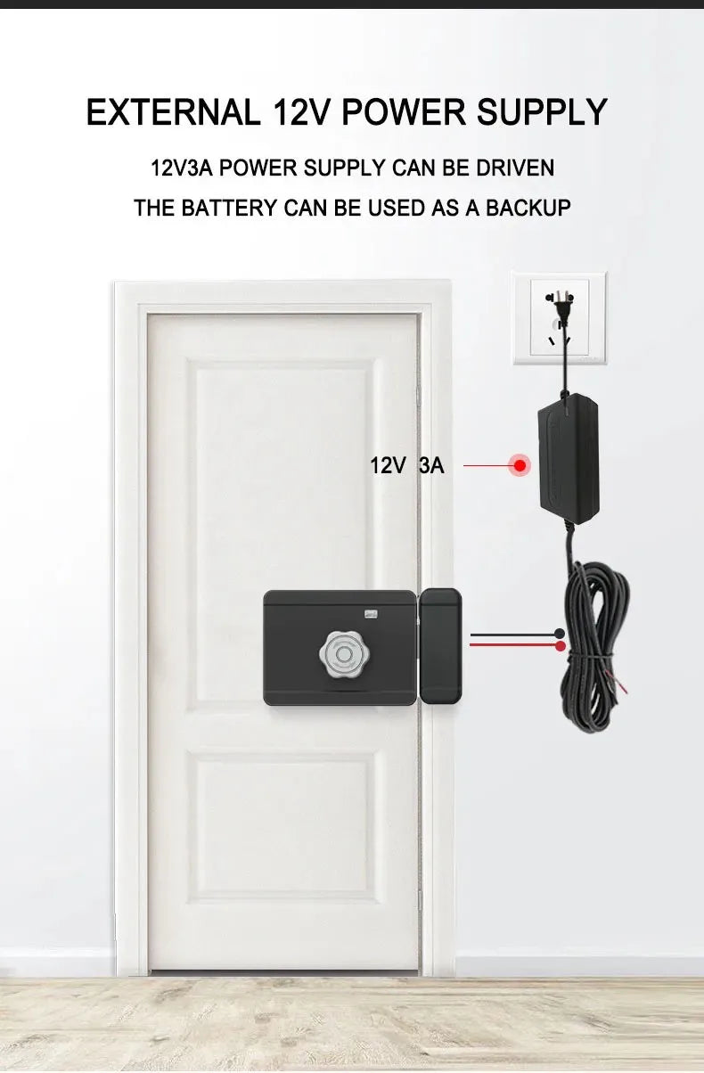 Outdoor Waterproof 3D Face Recognition Palm Scan Fingerprint Gate Lock Tuya Wifi App Password Digital Rechargeable Smart Lock