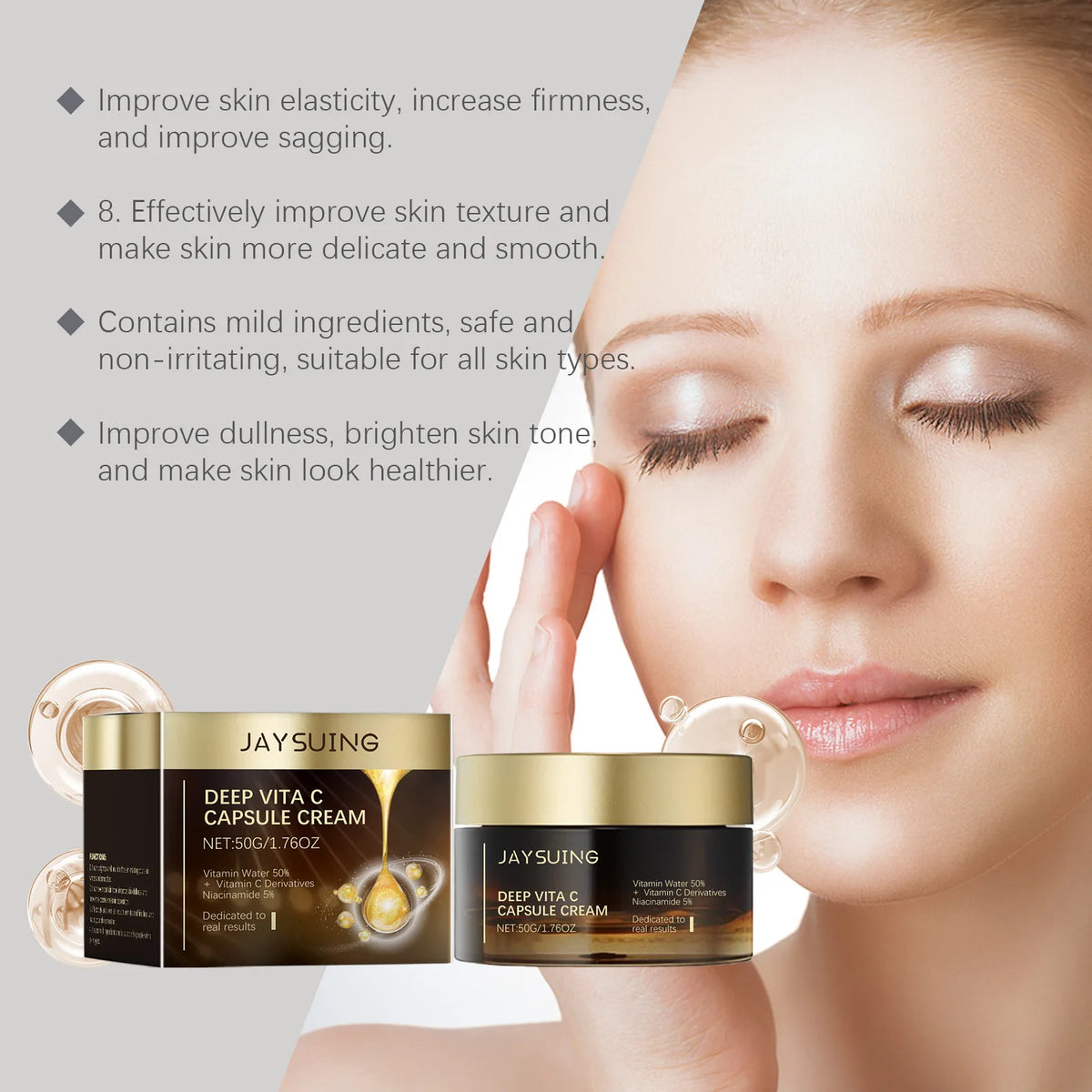 Deep Hydration Cream Vita C Capsules Brighten Nourish Moisturize Tender Skin Fine Line Dark Spot Removal Face Rejuvenating Cream
