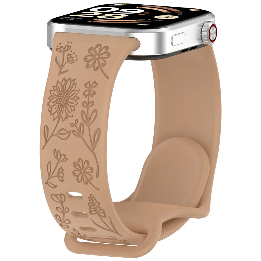 3D Carved Flowers Strap For Xiaomi Mi Smart Band 8 Pro/9 Pro/10 Pro Replacement Sport WristBand For Redmi Watch 4 5 6 Bracelet